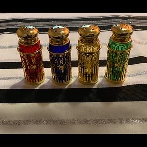 VINTAGE 24K GOLD & CRYSTAL SALT & PEPPER SHAKERS